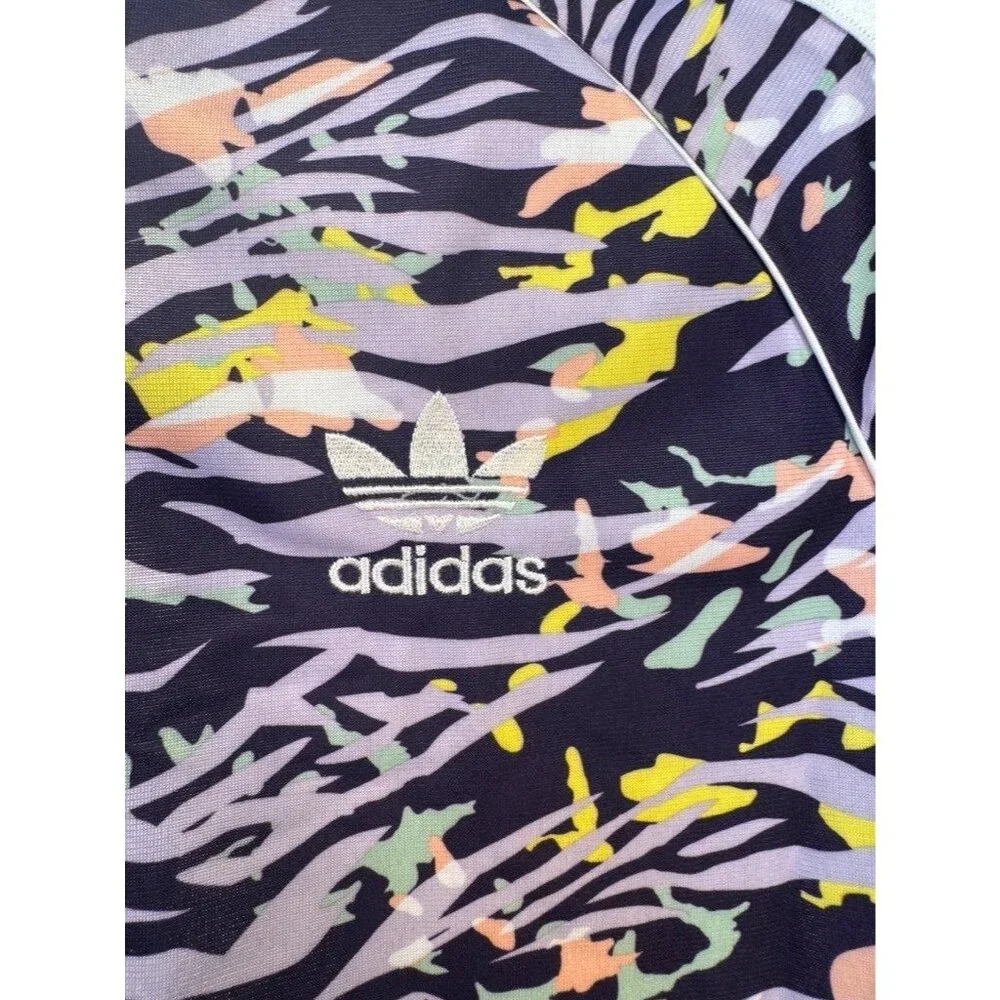 Adidas Girls Purple Animal Zebra Print Zip Track Jacket M (11-12) USED - Picture 2 of 7